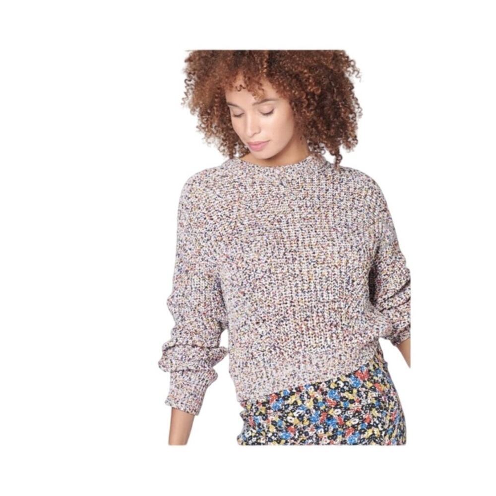 Veronica Beard Ryce Rainbow Speckled Knit Crewneck Sweater 100% Cotton Size XS